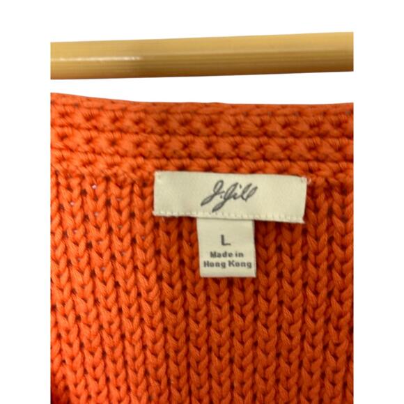 J. Jill Orange V-Neck Knit Medium Weight Cardigan Sweater Women's Large - Picture 8 of 8
